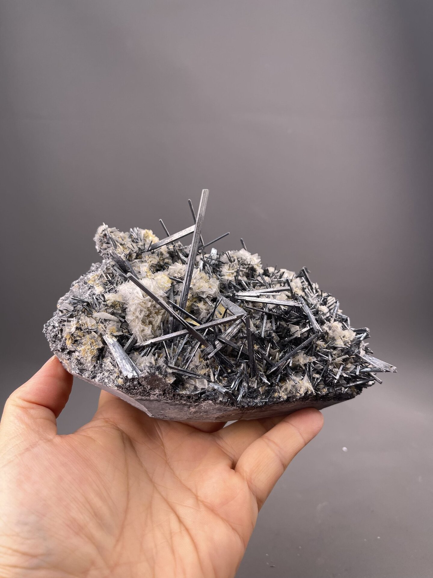 Stibnite Crystals from Hunan, China – side profile
