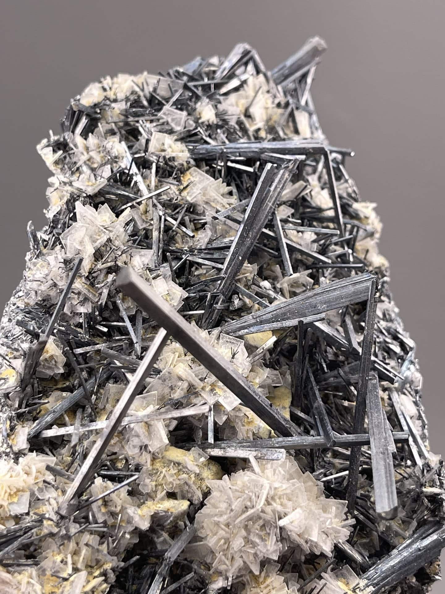 Stibnite Crystals from Hunan, China – lustre and transparency detail
