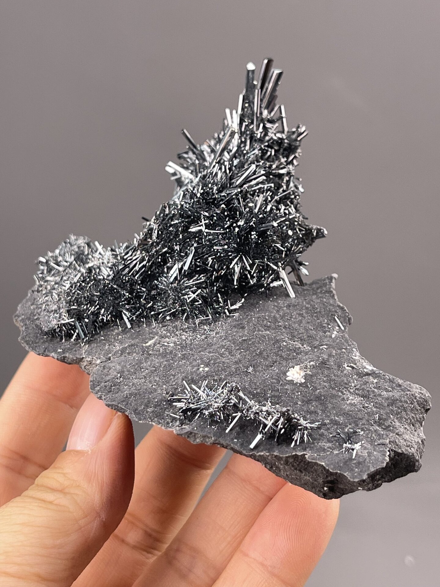 Stibnite Crystals from Lengshuijiang, China – scale reference view