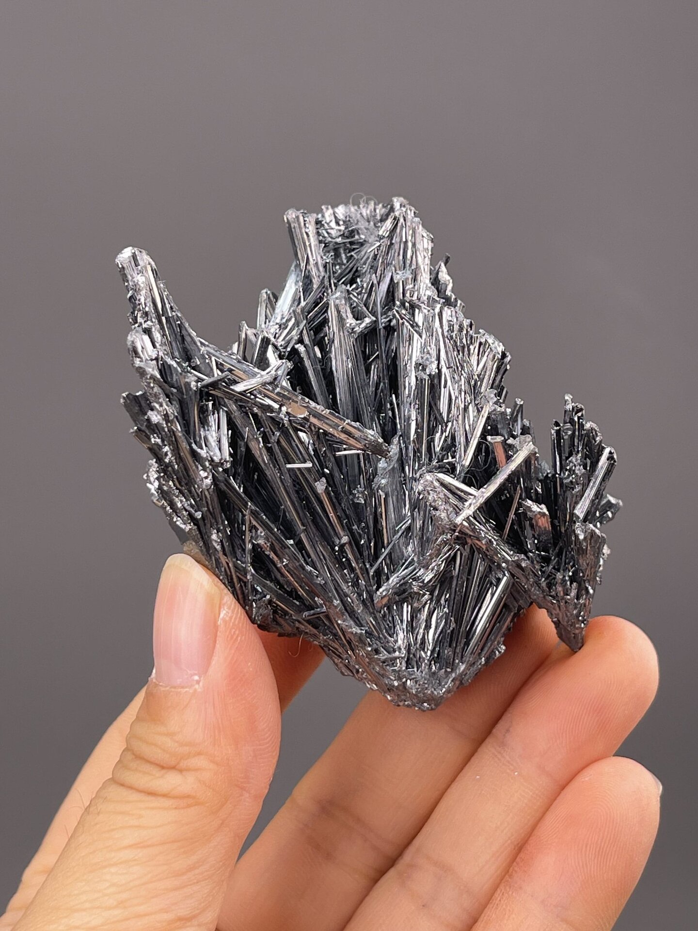 Top view of stibnite showing full radiating arrangement