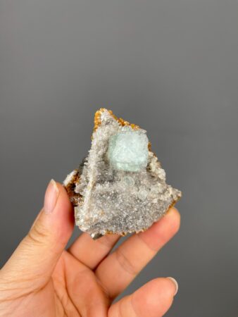 Green Fluorite Cube with Crystal and Calcite - Natural Specimen - Unique Raw Beauty - Ideal for Collections