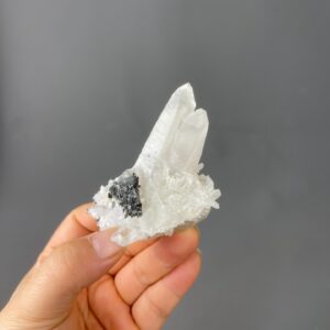 Quartz Crystal Cluster with Pyrite - Transparent Geometric Gemstone - Hunan Origin - Ideal for Collectors and Decorative Use