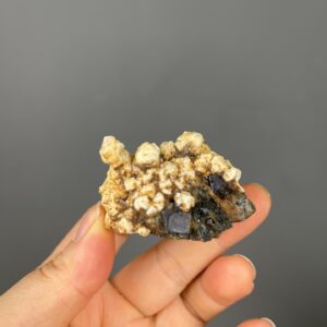 Purple Fluorite on Dolomite Matrix with Pyrite - Unique Specimen - Inner Mongolia - Collectible Mineral