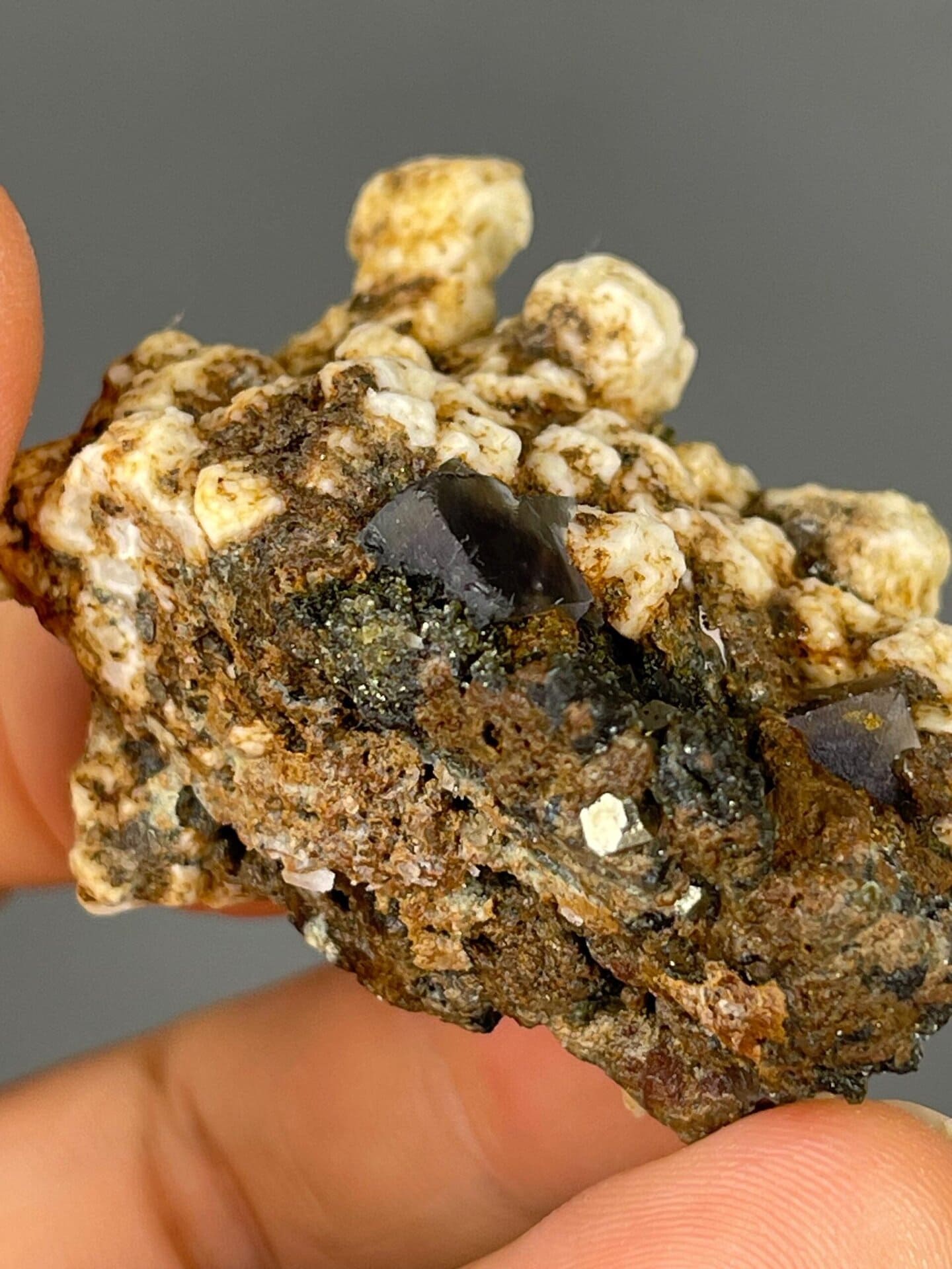 Vitreous luster on purple fluorite cube faces