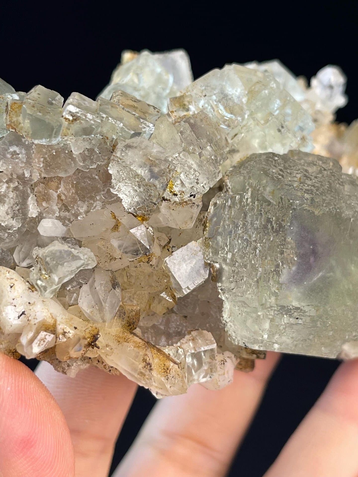 Crystal face detail of purple stepped fluorite