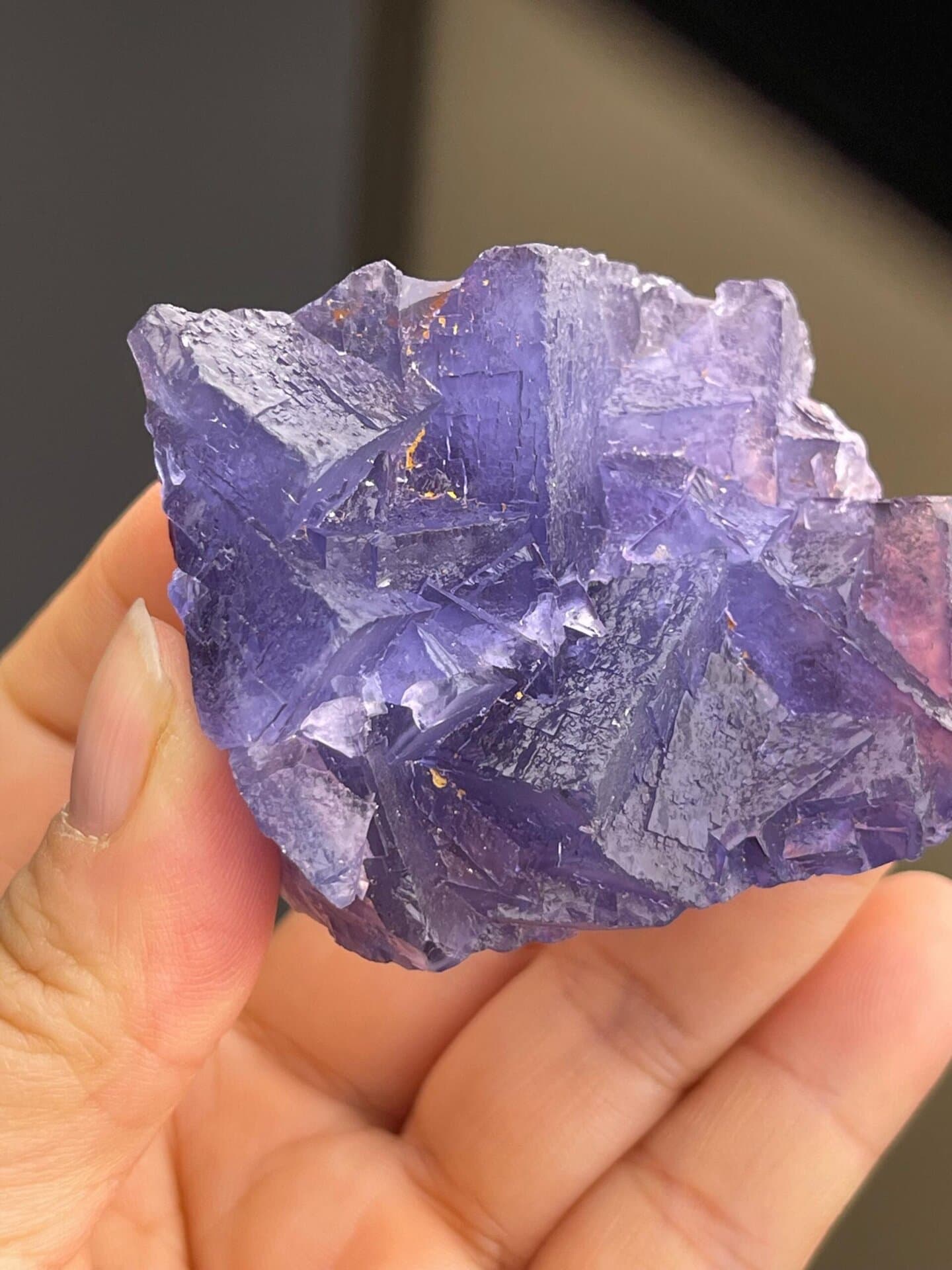 Detail of individual fluorite crystals on quartz matrix