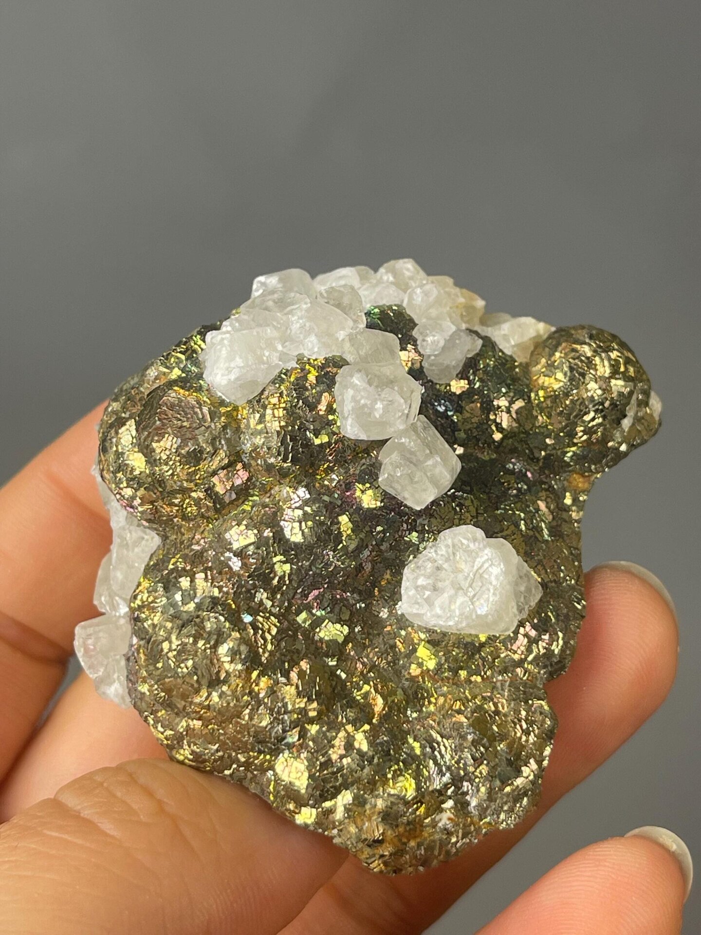 Chalcopyrite and calcite under studio lighting