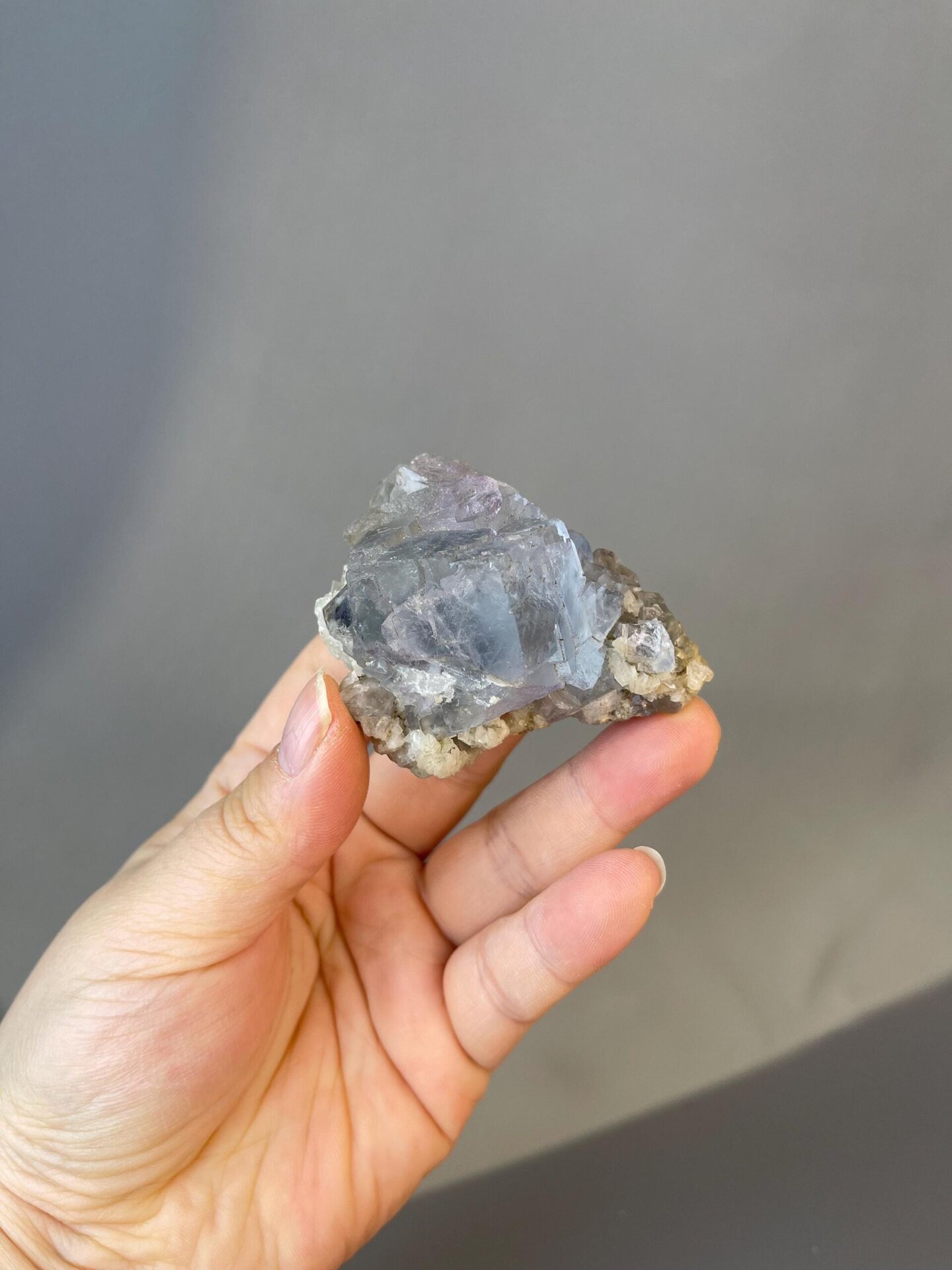 Top view of stepped fluorite showing cubic growth