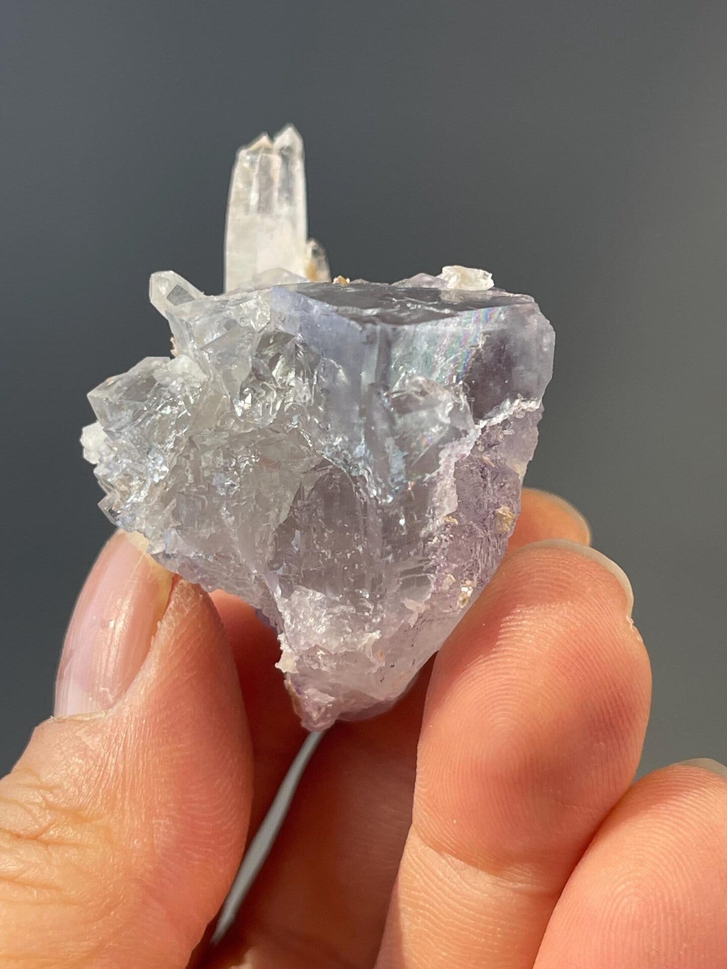 Scale reference of blue fluorite quartz specimen