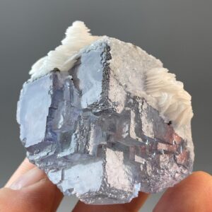 Purple Phantom Fluorite Cluster with Calcite: Pink Fluorescent Gemstone - Unique Formation - Decorative Display Piece