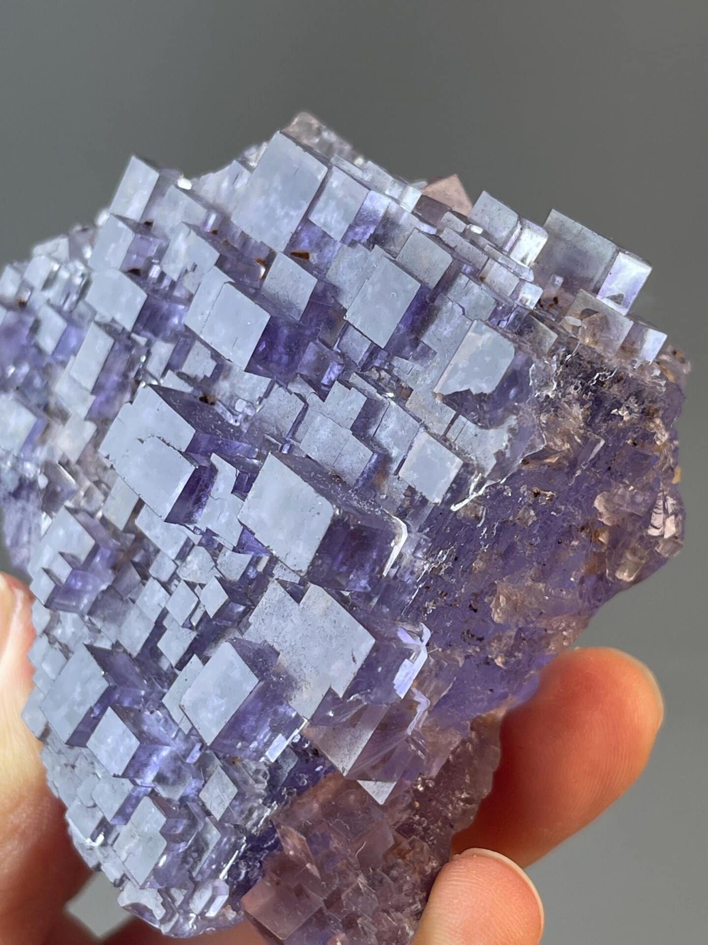 Back view of large stepped purple fluorite