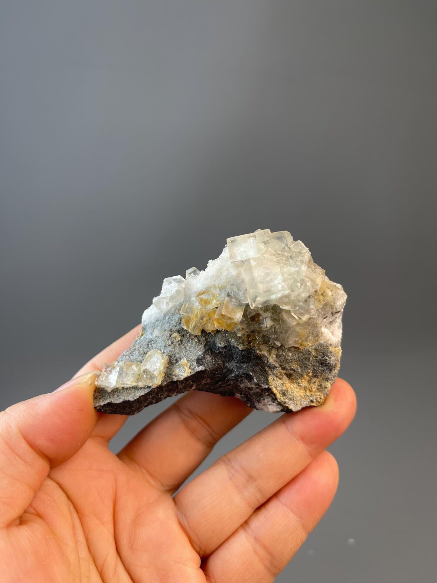 Fluorite cube faces with vitreous luster
