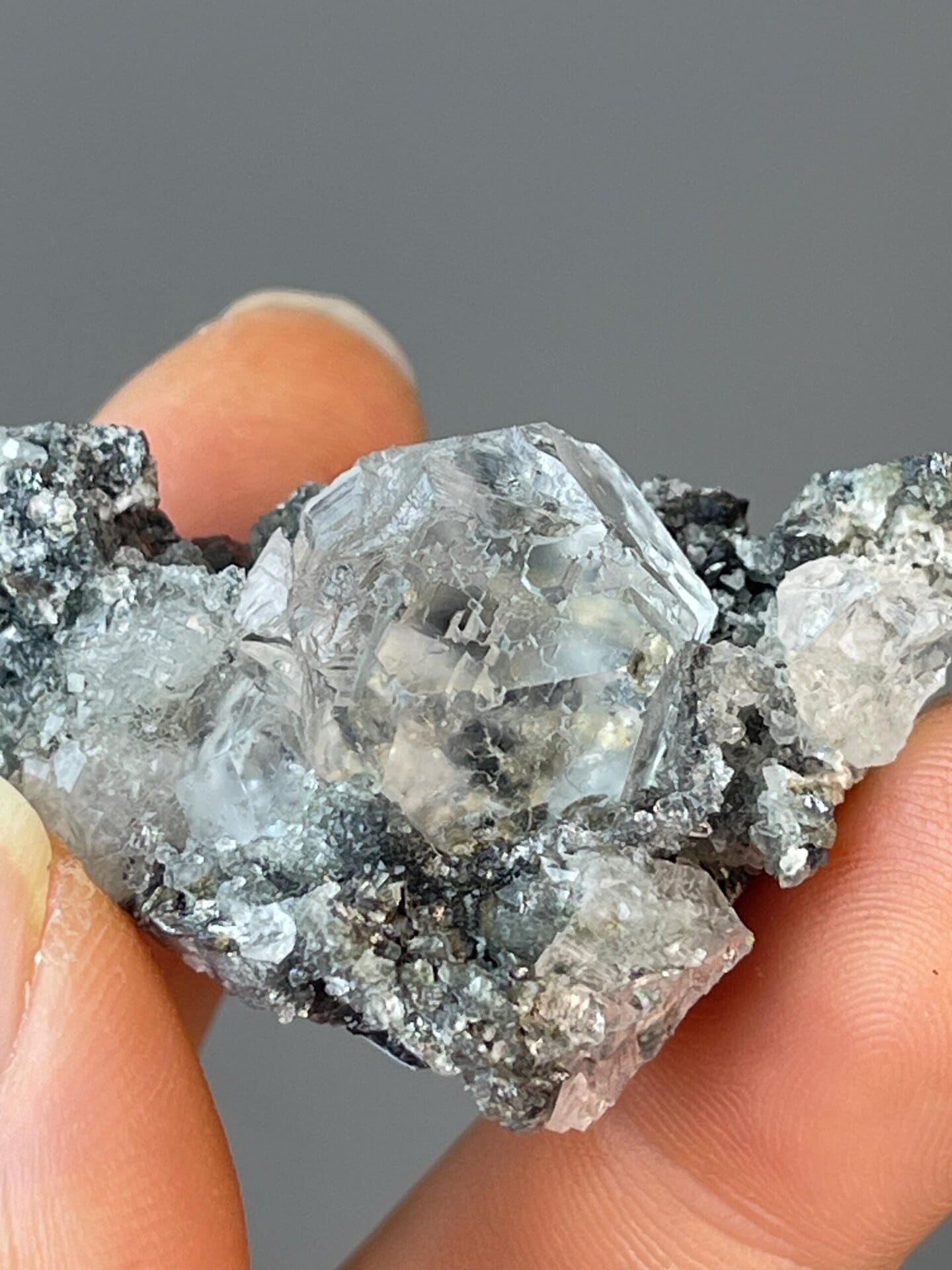 Large transparent fluorite sphere natural mineral