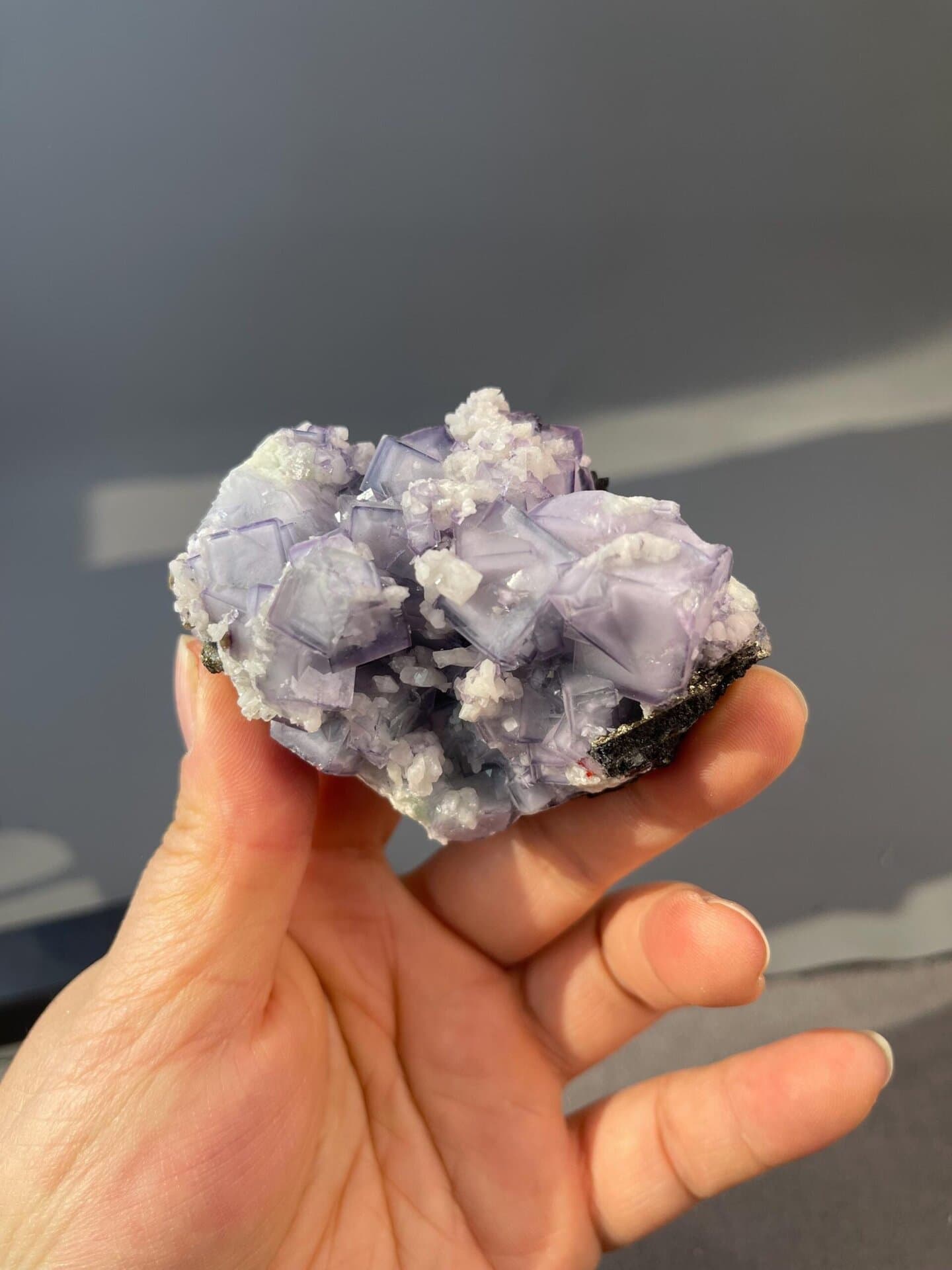 Close-up of intricate fluorite crystal formation