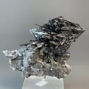 Stibnite Crystal Formation - Antimony Sulfide on Quartz - Museum Quality - Ideal for Collectors