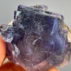Rare Fluorite Crystal - Twin Cubic Specimen - Deep Purple Gem - Unique Mineral Collectible