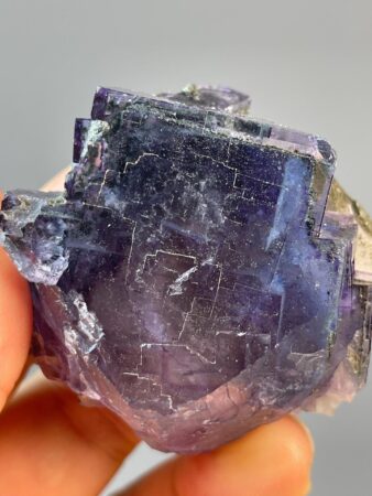 Rare Fluorite Crystal - Twin Cubic Specimen - Deep Purple Gem - Unique Mineral Collectible