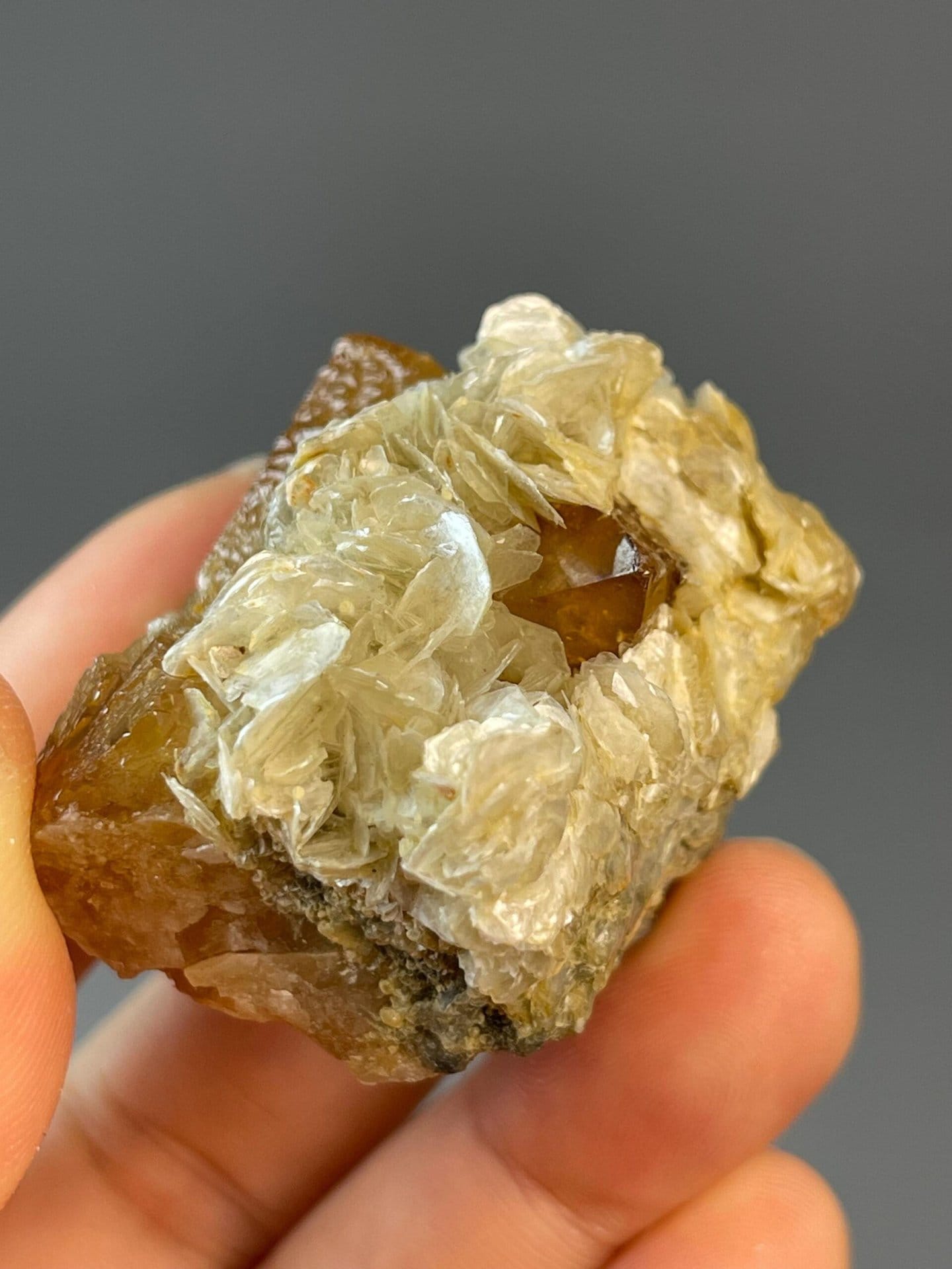 Collector scheelite twinned octahedral specimen on matrix
