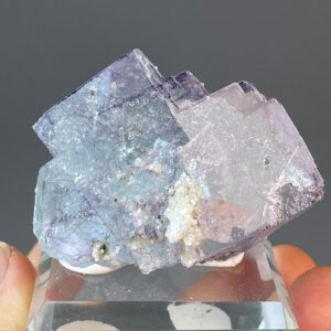 Rare Blue-Purple Fluorite Stepped Crystal - Silver Needle Inclusions - Unique Snowy Formation - Collectible Gemstone