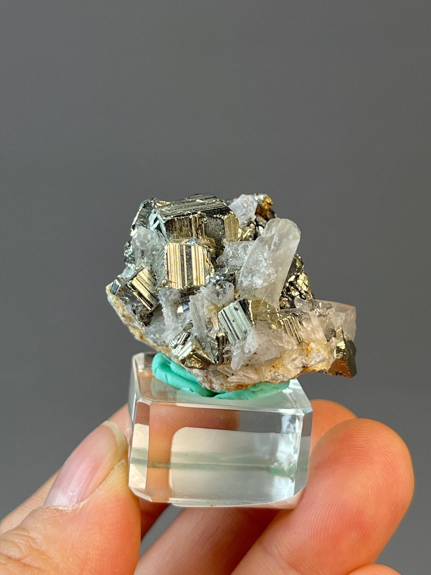 Spanish pyrite with columnar formation and metallic luster