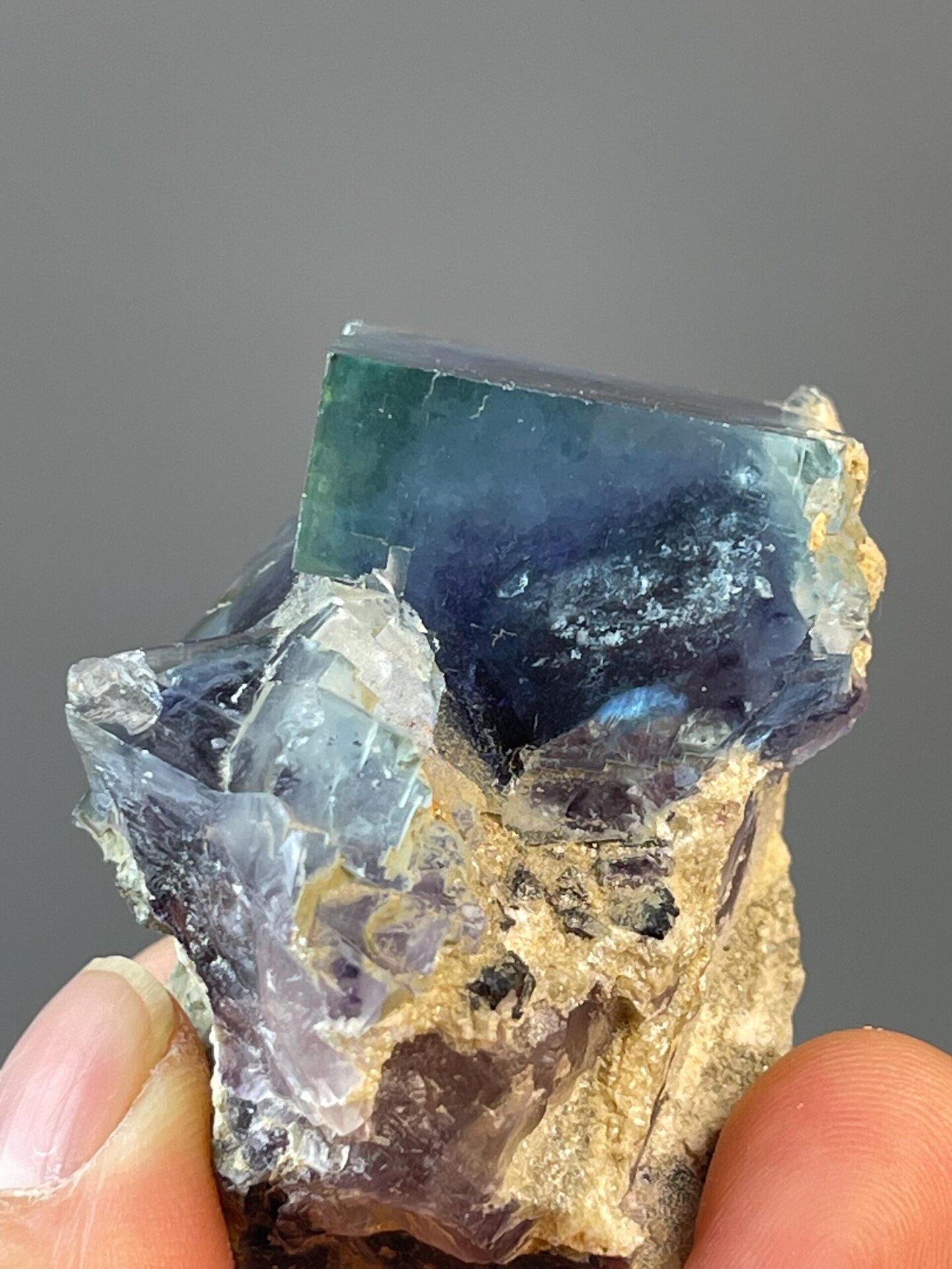 Collector unpolished blue phantom fluorite from Yindu region