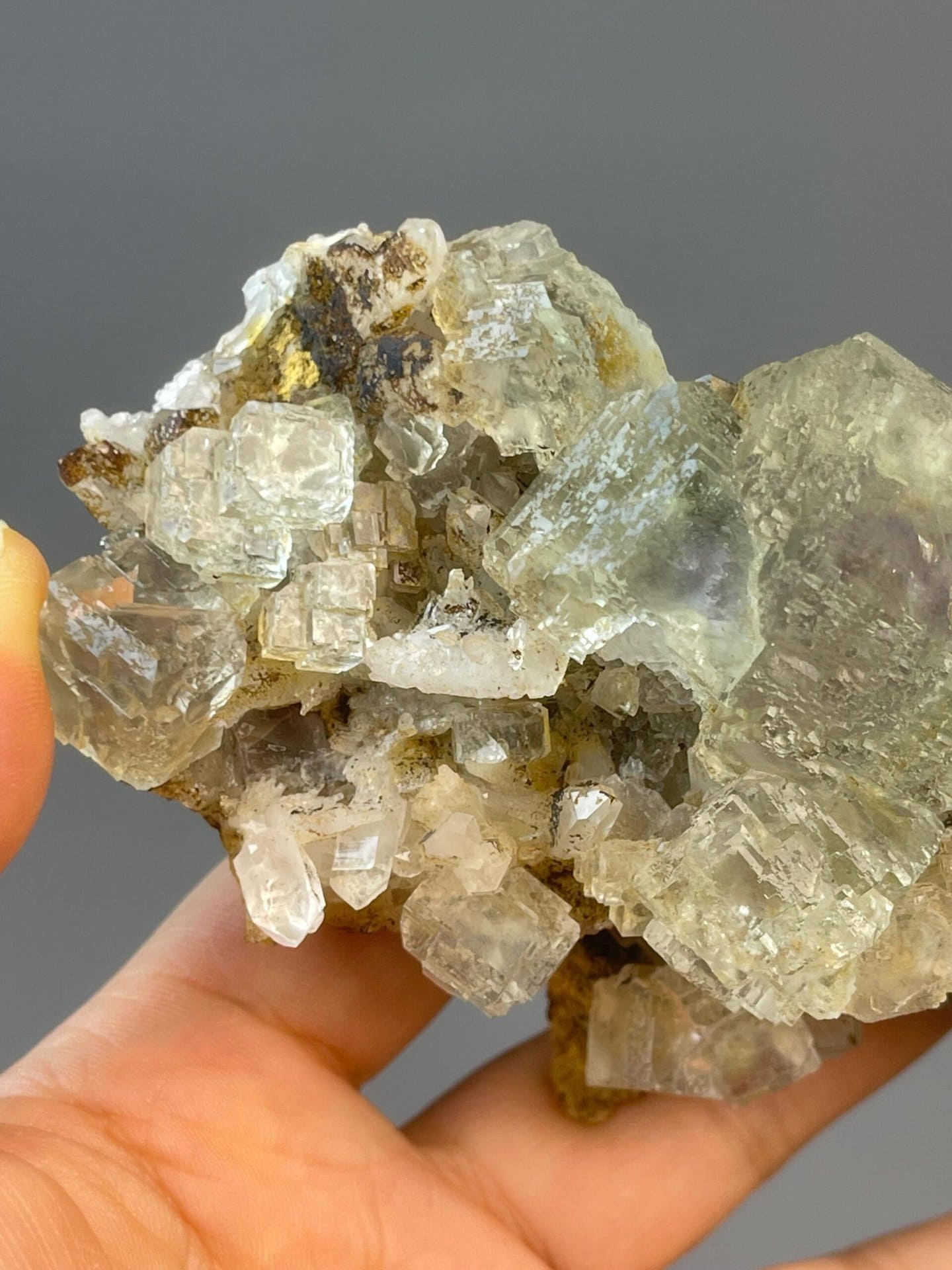 Bold green fluorite cubic cluster on matrix from Xianghualing