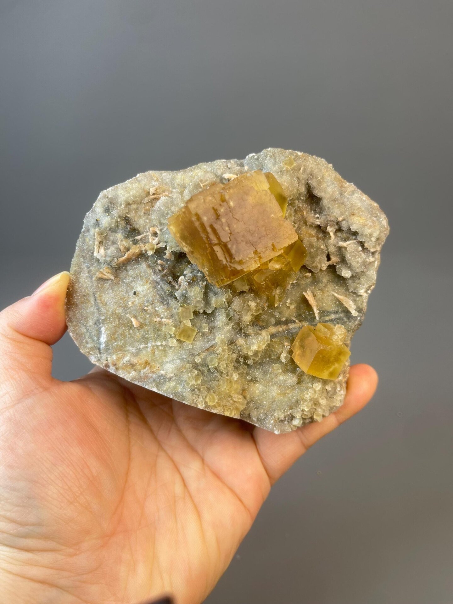 Large warm-toned golden fluorite from now-closed Anhui locality