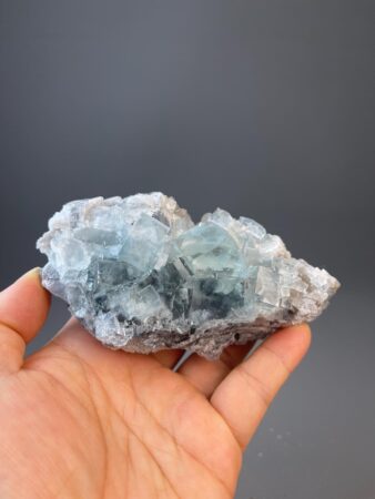 Blue Fluorite Cubic Specimen - Transparent and Hand-Sized - Zhejiang Origin - Ideal for Collectors and Home Decor