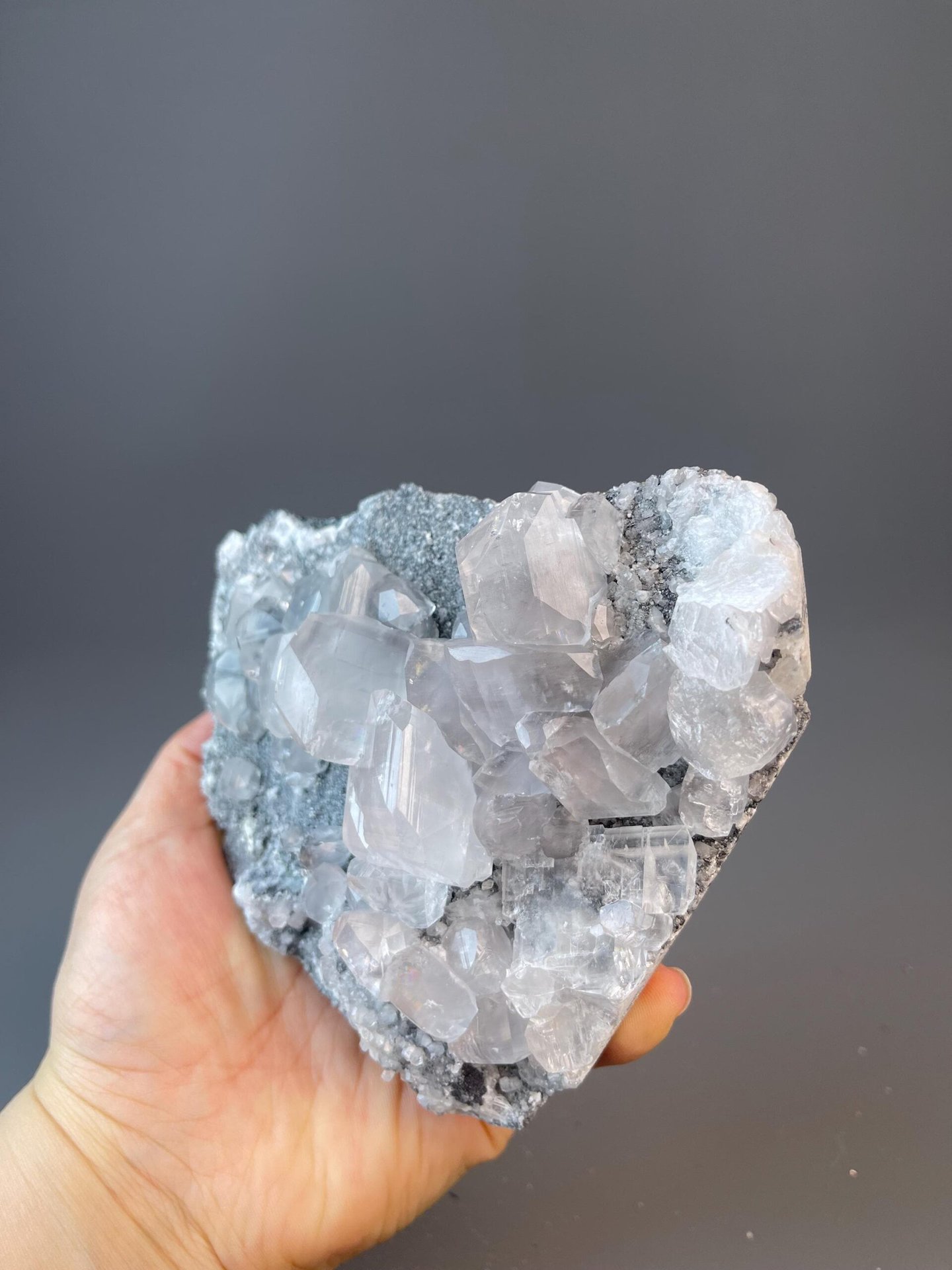 Fujian calcite with shimmering white crystal surfaces