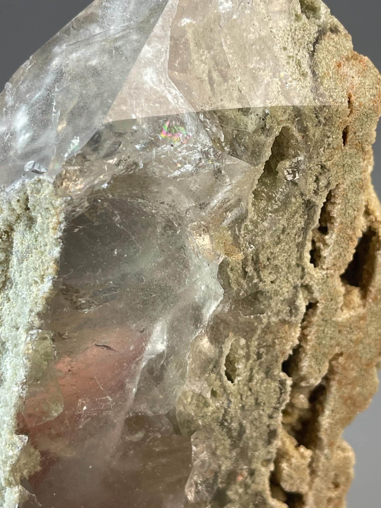 Calcite mineral art tower with flat pointed termination