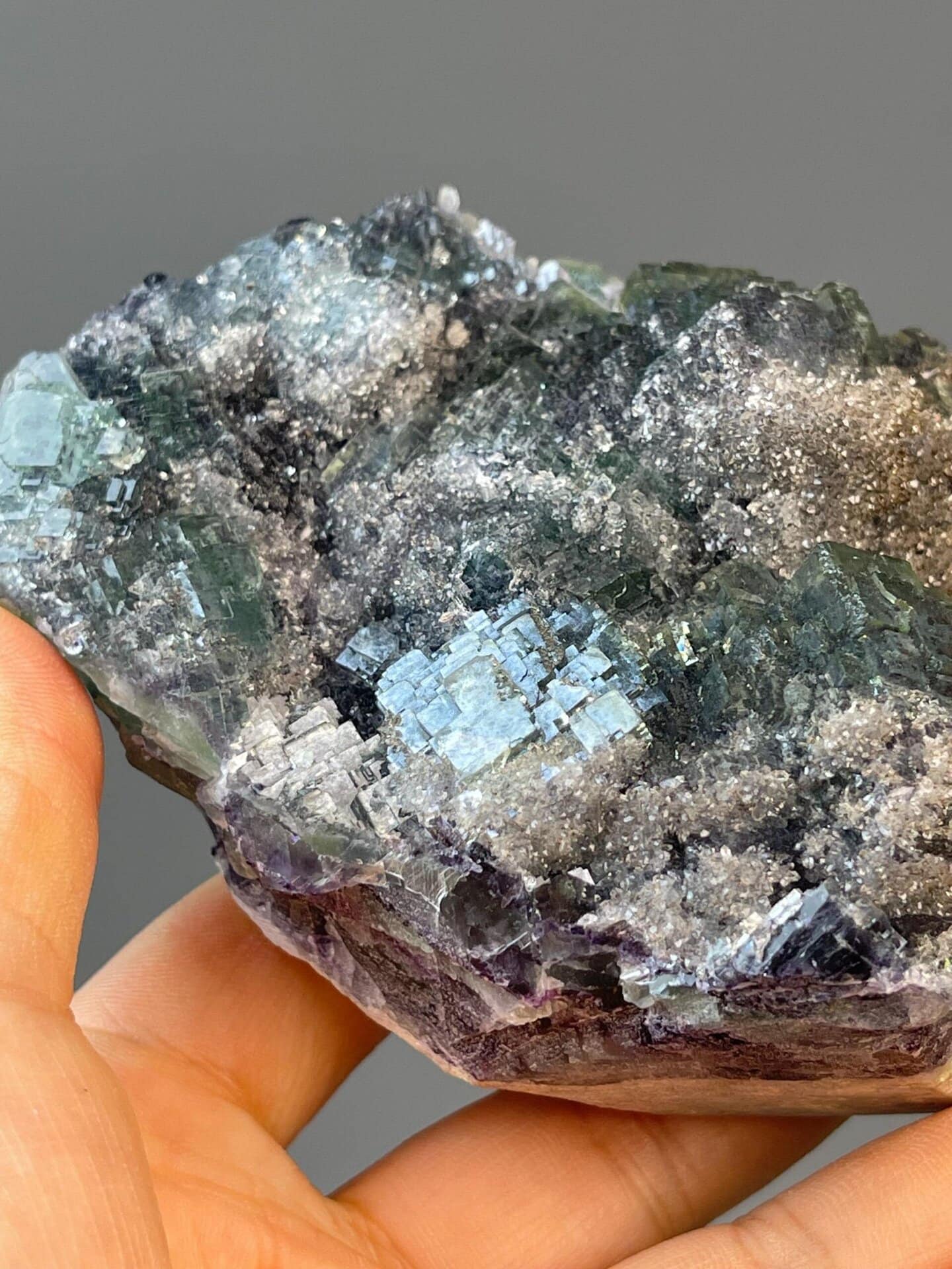 Deep forest green fluorite globes on white quartz matrix