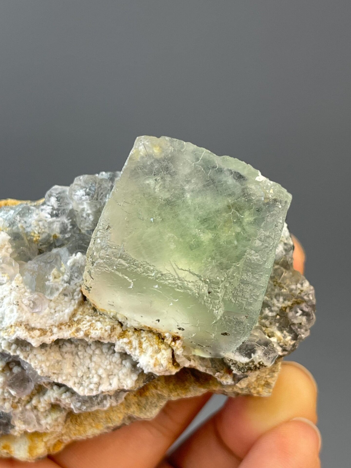 Green fluorite dominant cubic crystal from Xianghualing Mine, Hunan