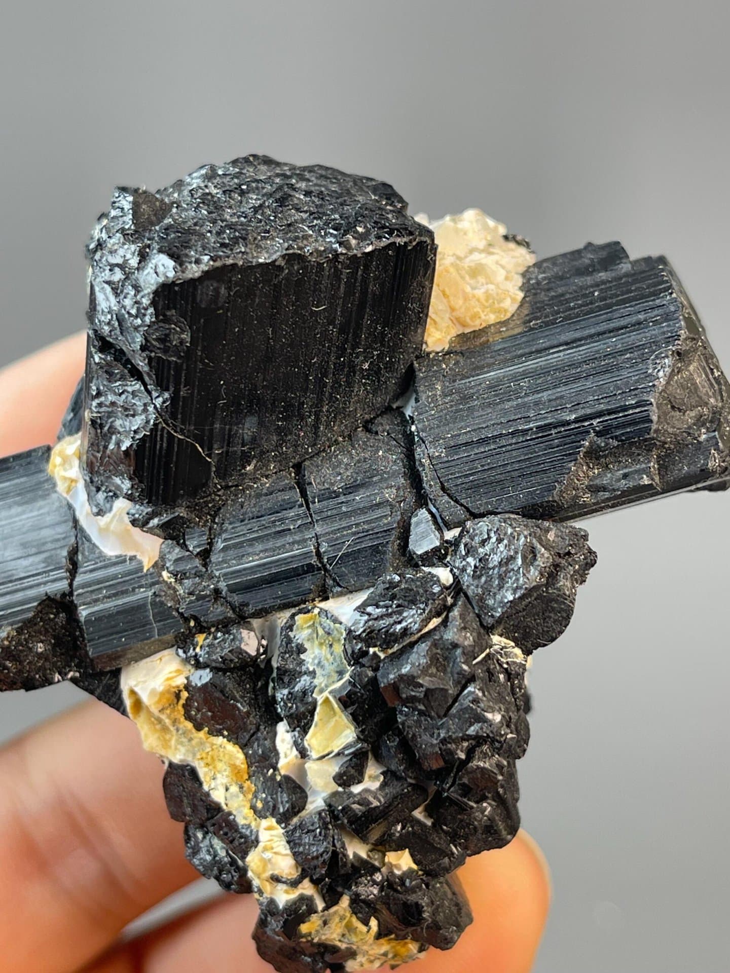Collector black schorl tourmaline X-shaped crystal cluster