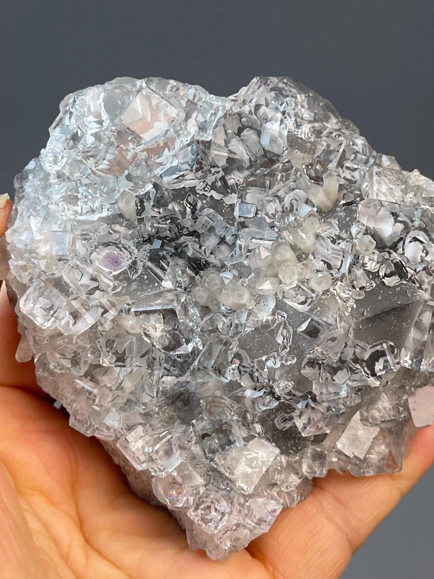 Clear fluorite cluster with diamond-like transparency from Zhejiang