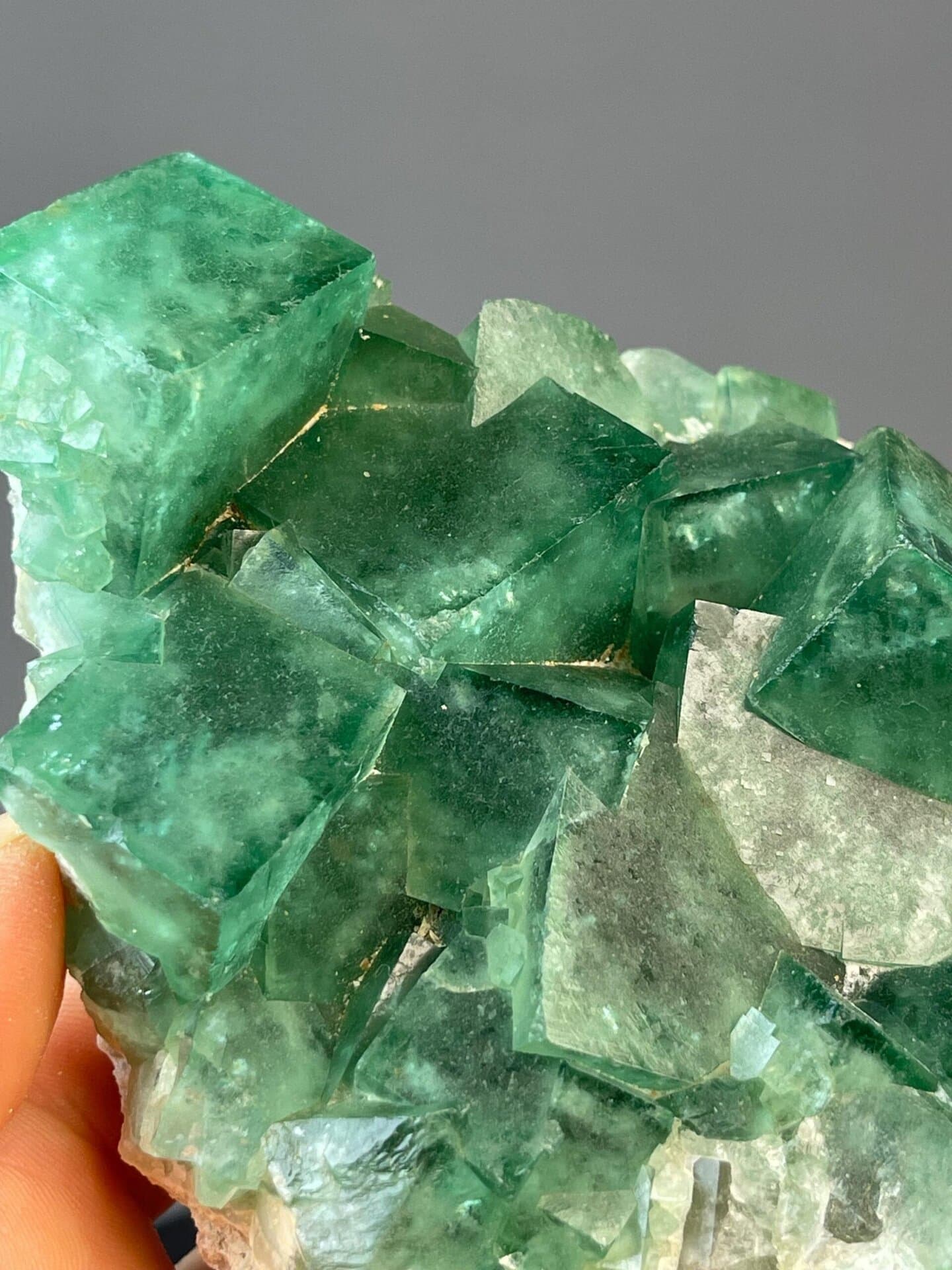 Green CaF₂ fluorite on golden matrix from African deposit