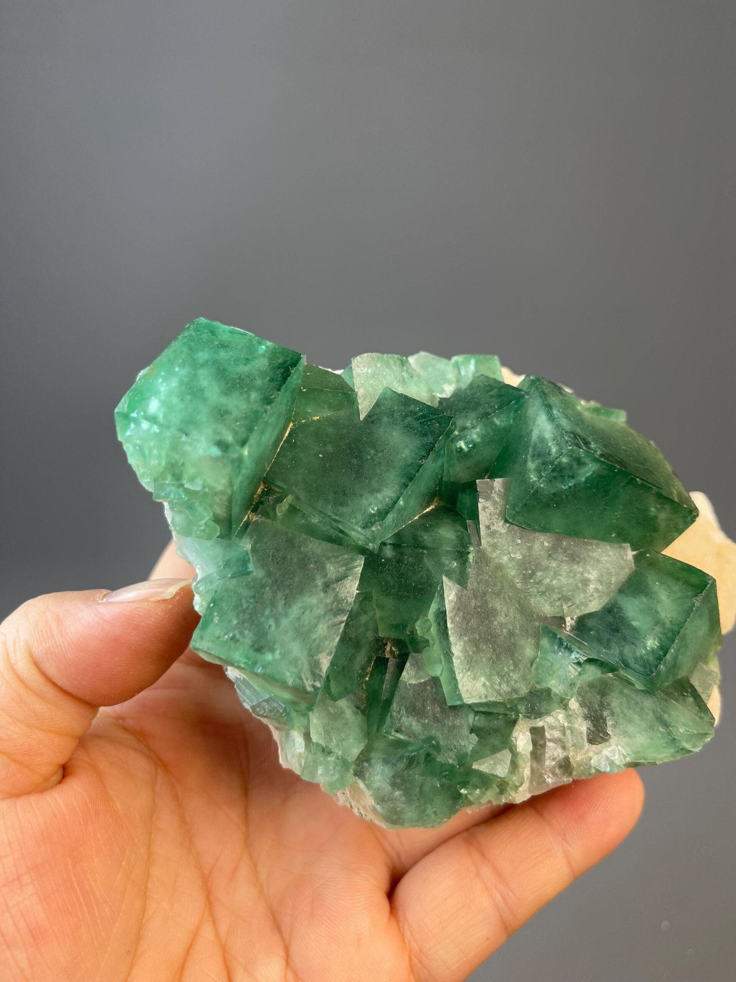 Fluorite from Madagascar with characteristic vivid green color