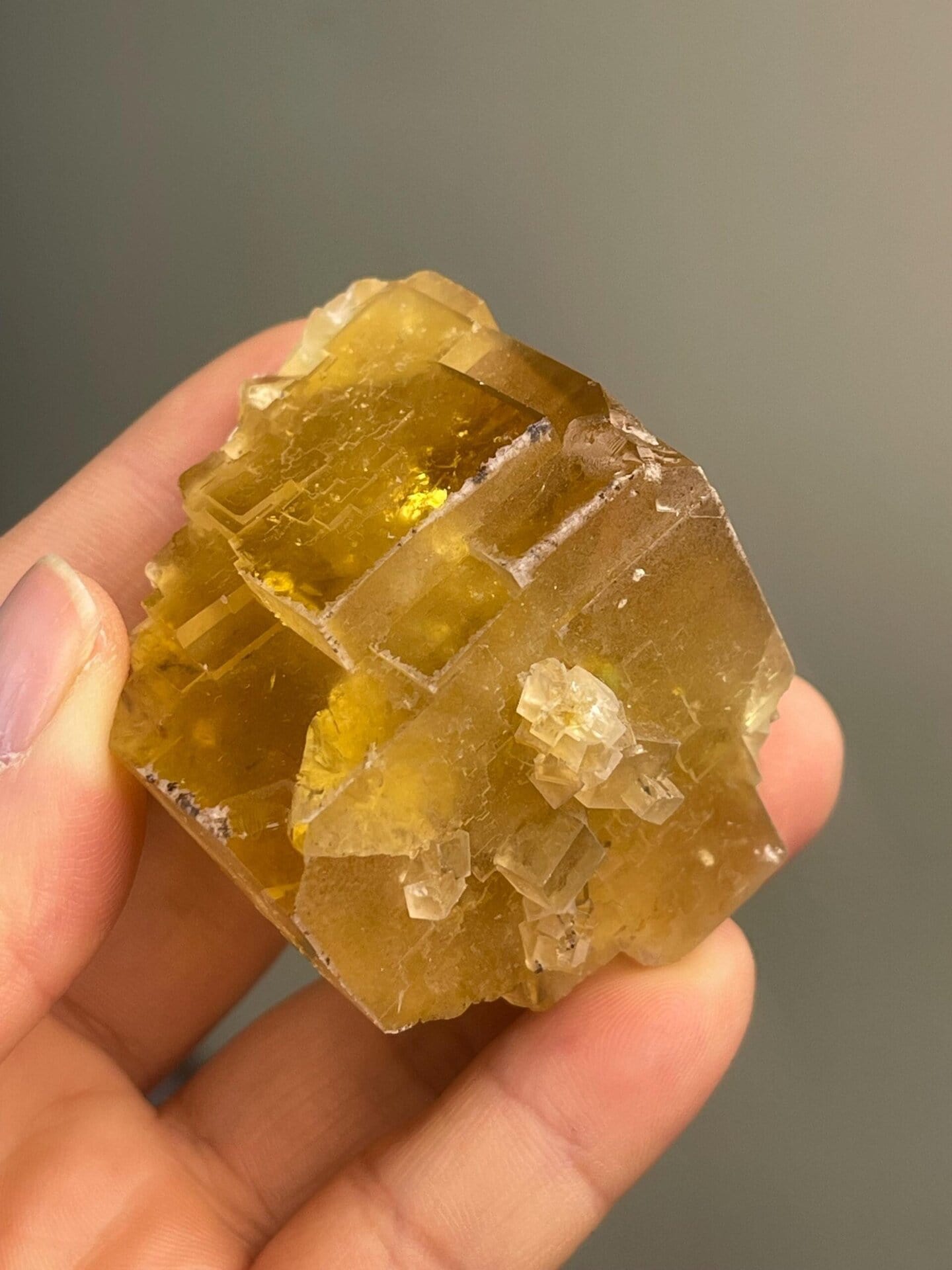 Collector yellow fluorite cubic crystal from Beijing area