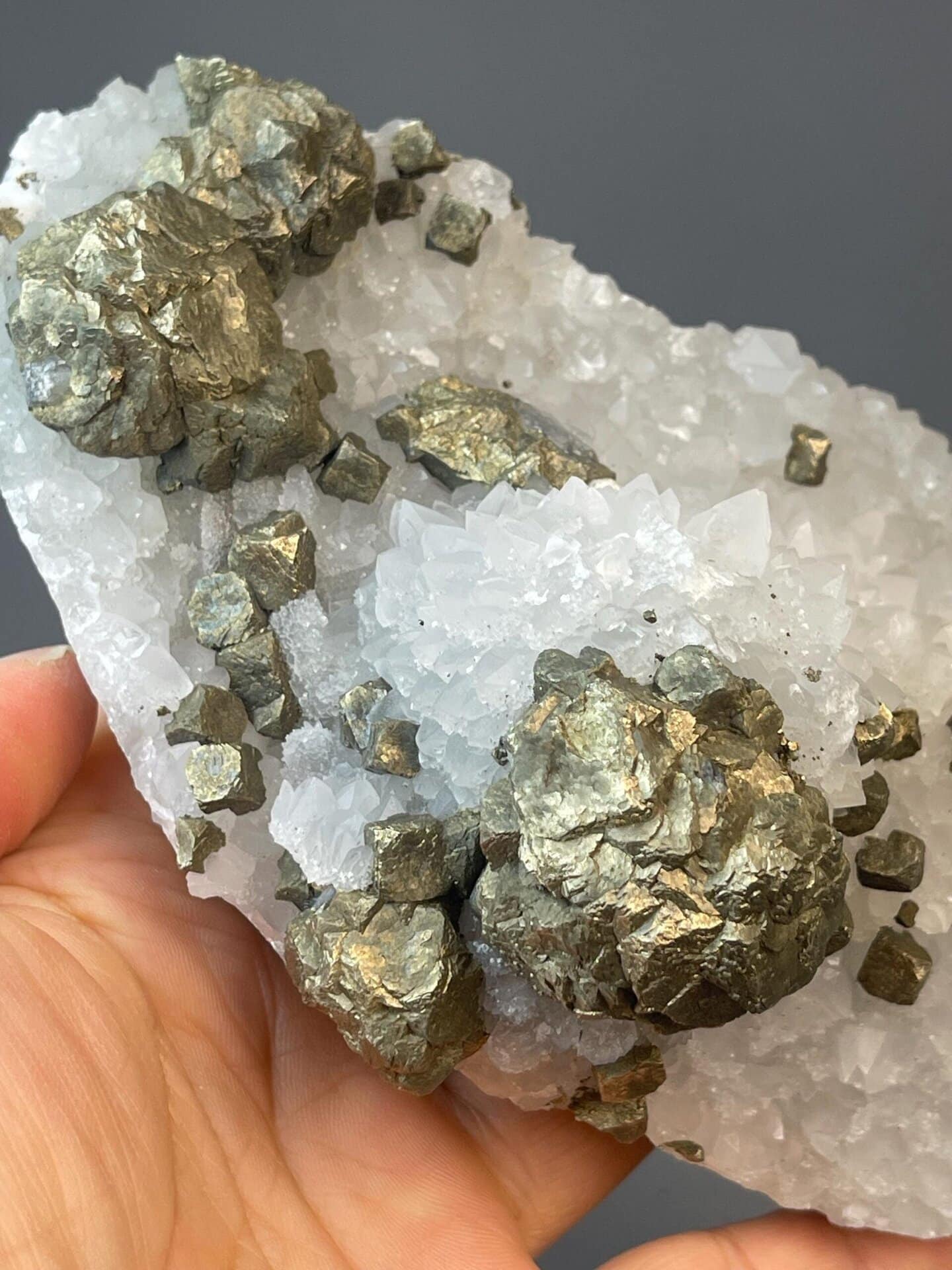 Large chalcopyrite spherical mass, 23.81 oz, metallic luster