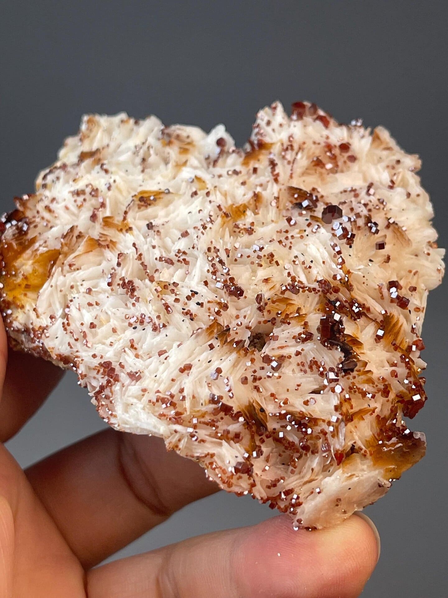 Vanadinite on yellow matrix measuring 4.0×2.9×1.0 inches
