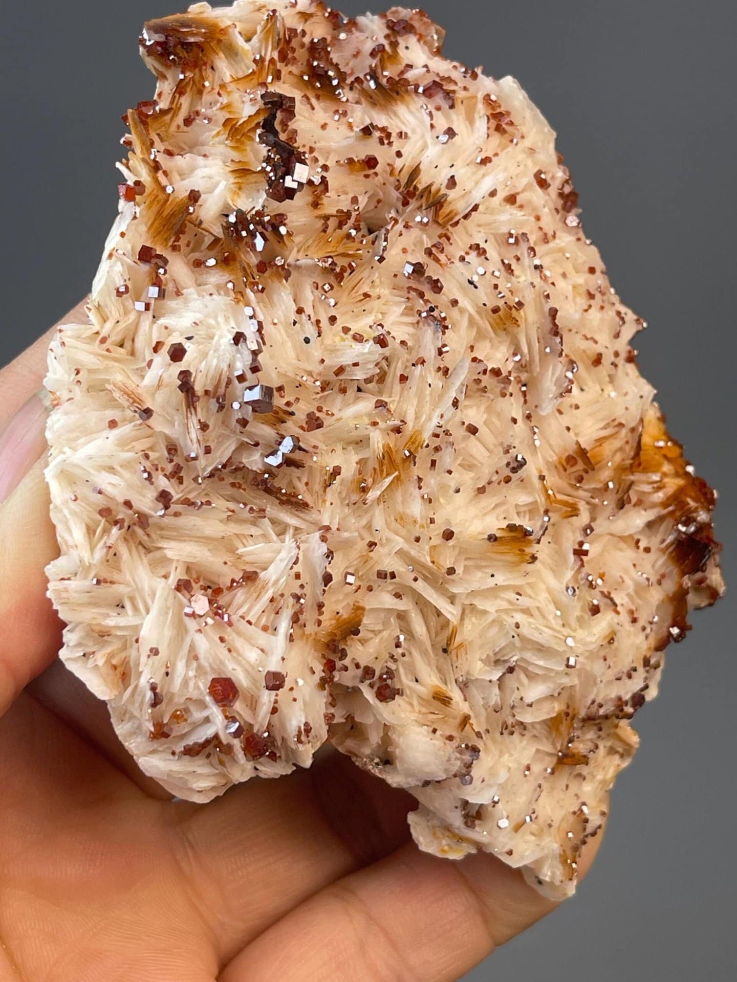 Vanadinite from Morocco on yellow barite or limonite matrix