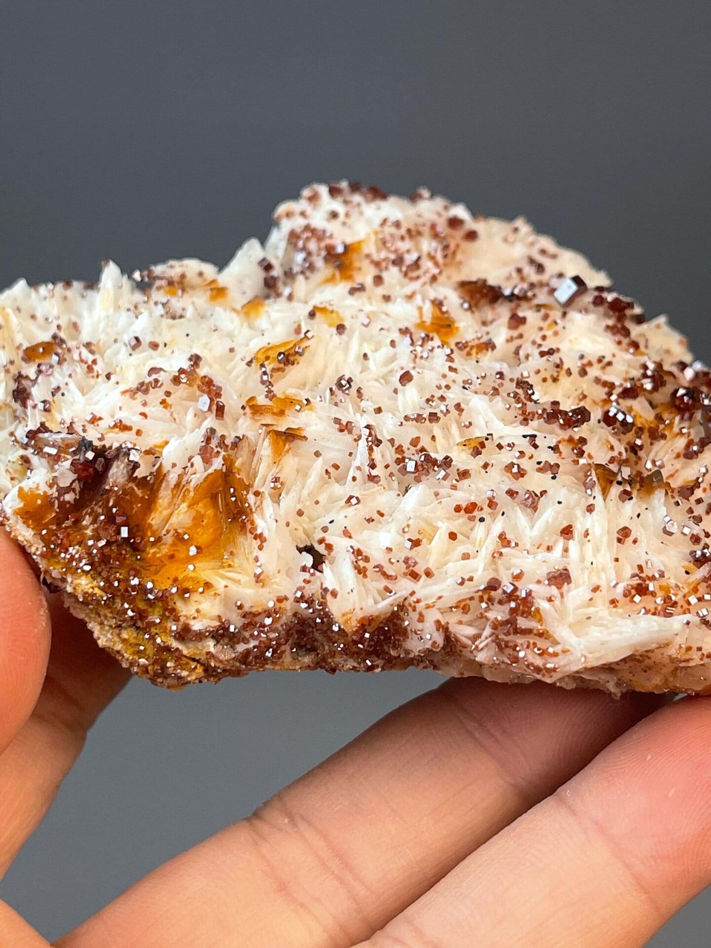 Lead vanadate vanadinite with brilliant red color on matrix