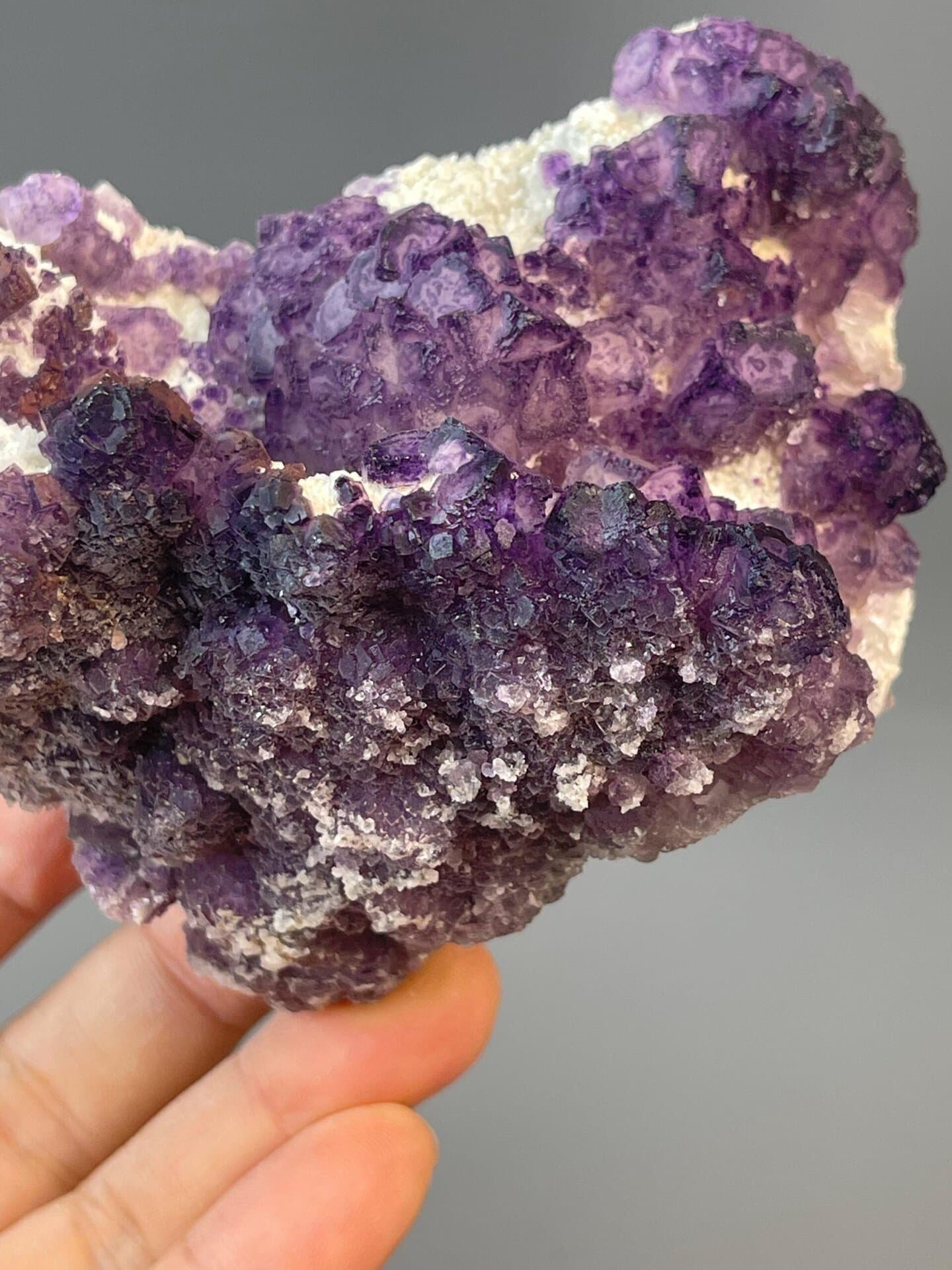 Large fan-shaped purple fluorite with cubic crystal habit