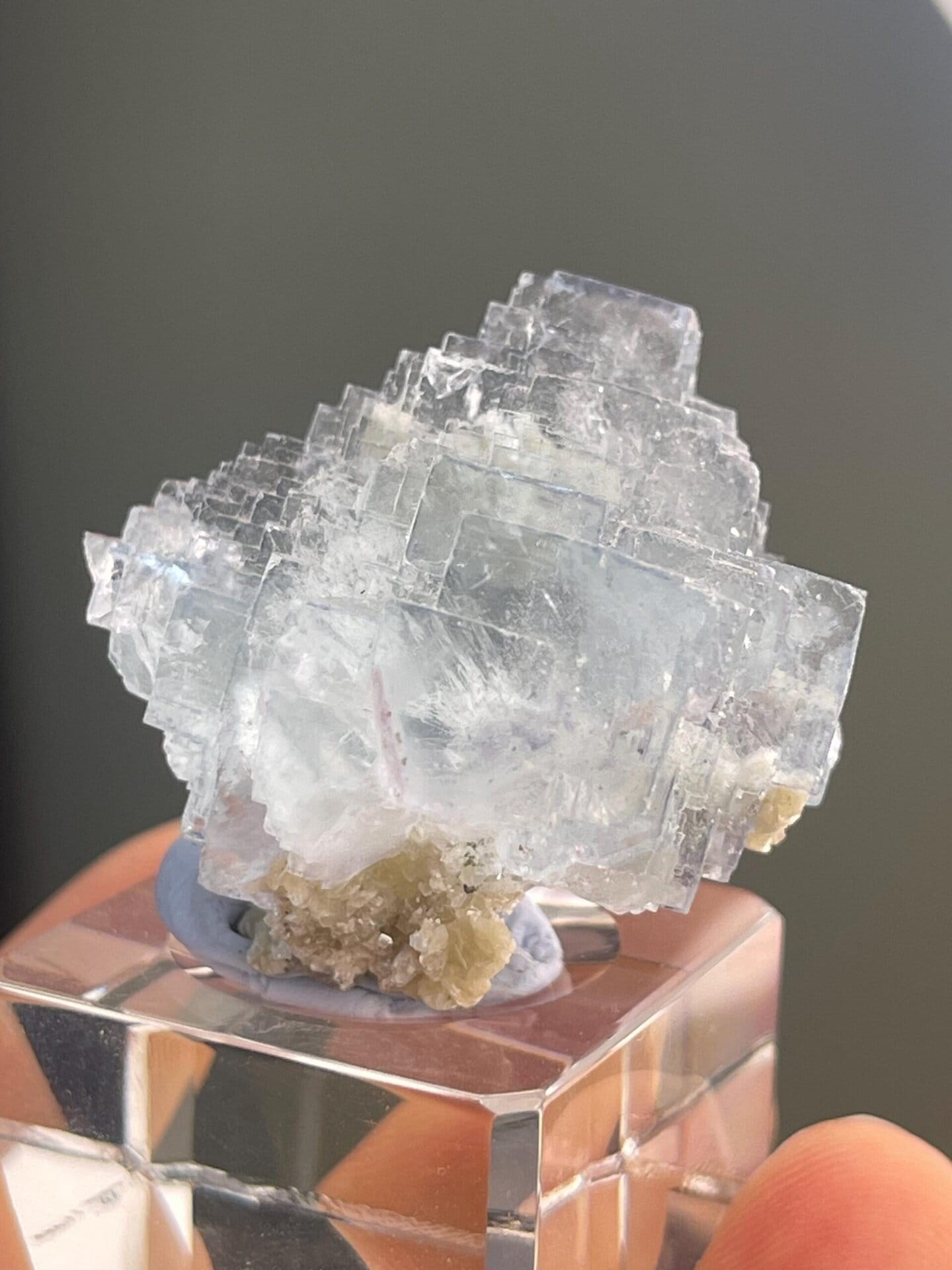 Blue phantom fluorite on white dolomite matrix, Hunan