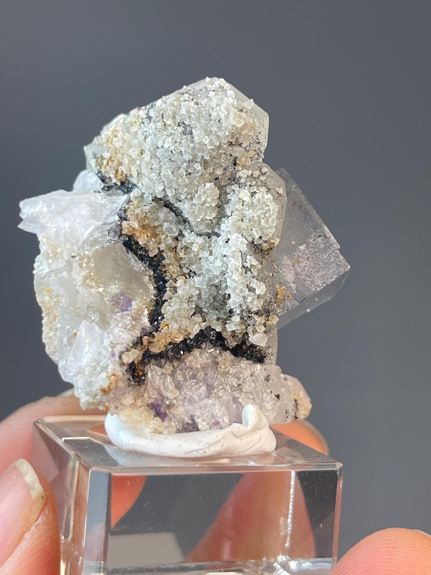 Blue fluorite with quartz, 1.59 oz, vitreous luster