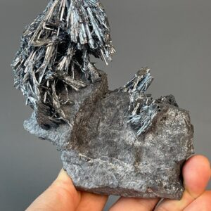 Exquisite Stibnite Crystals - Metallic Brilliance - Natural Rock Matrix - Collector's Gem