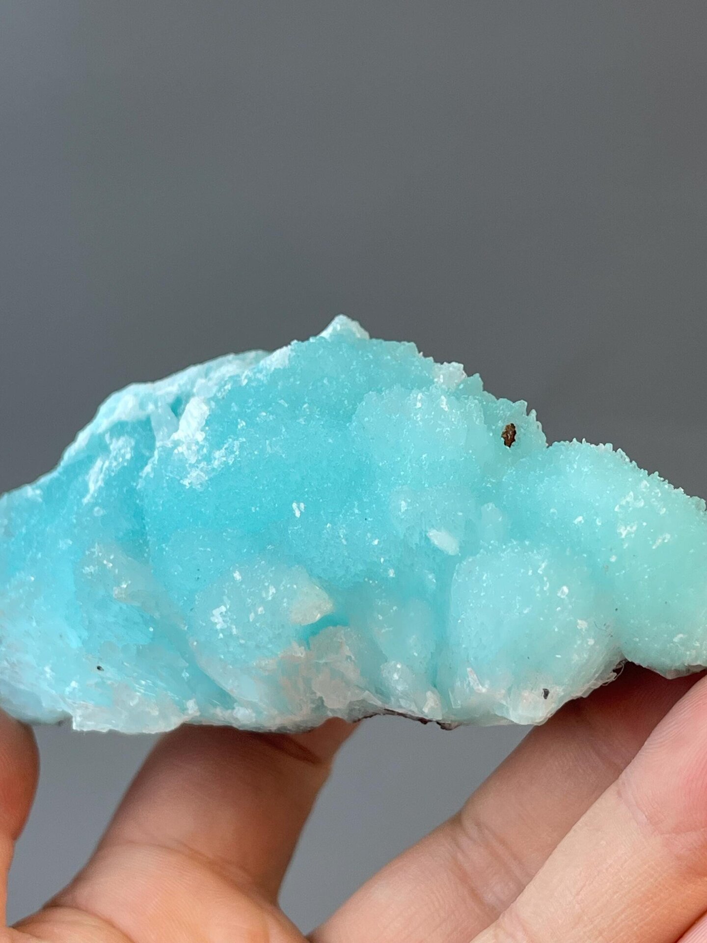 Side view of azurite formation showing elongated shape