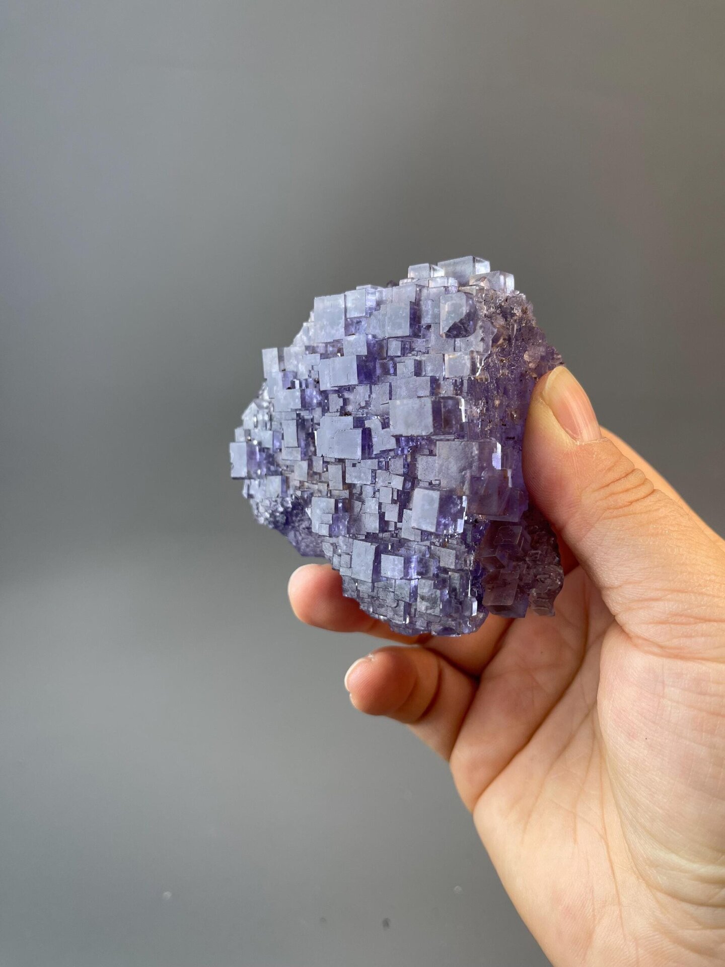 Side view of stepped fluorite showing layered cubic growth