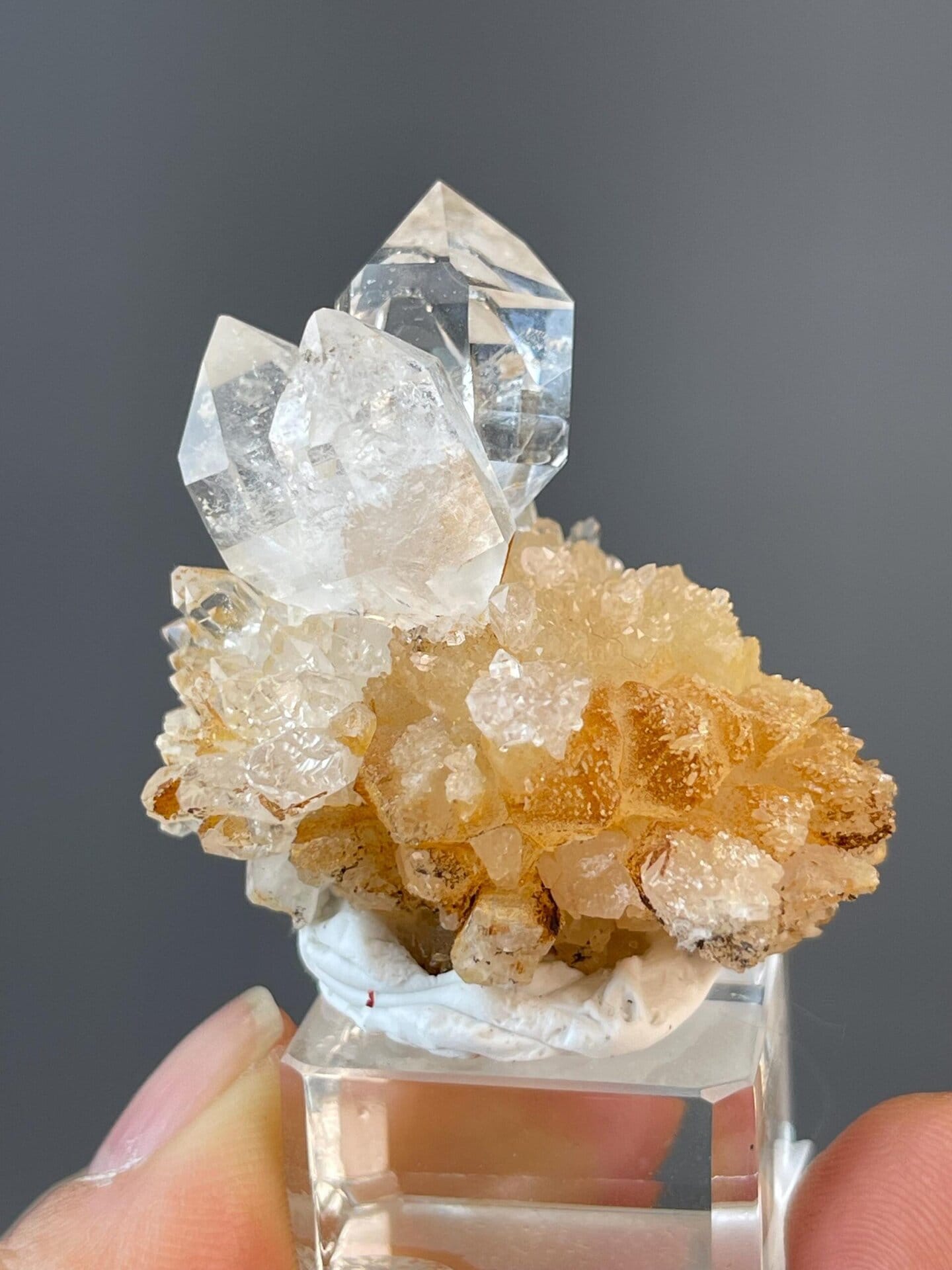 Clear quartz crystal specimen from Namibia, excellent transparency