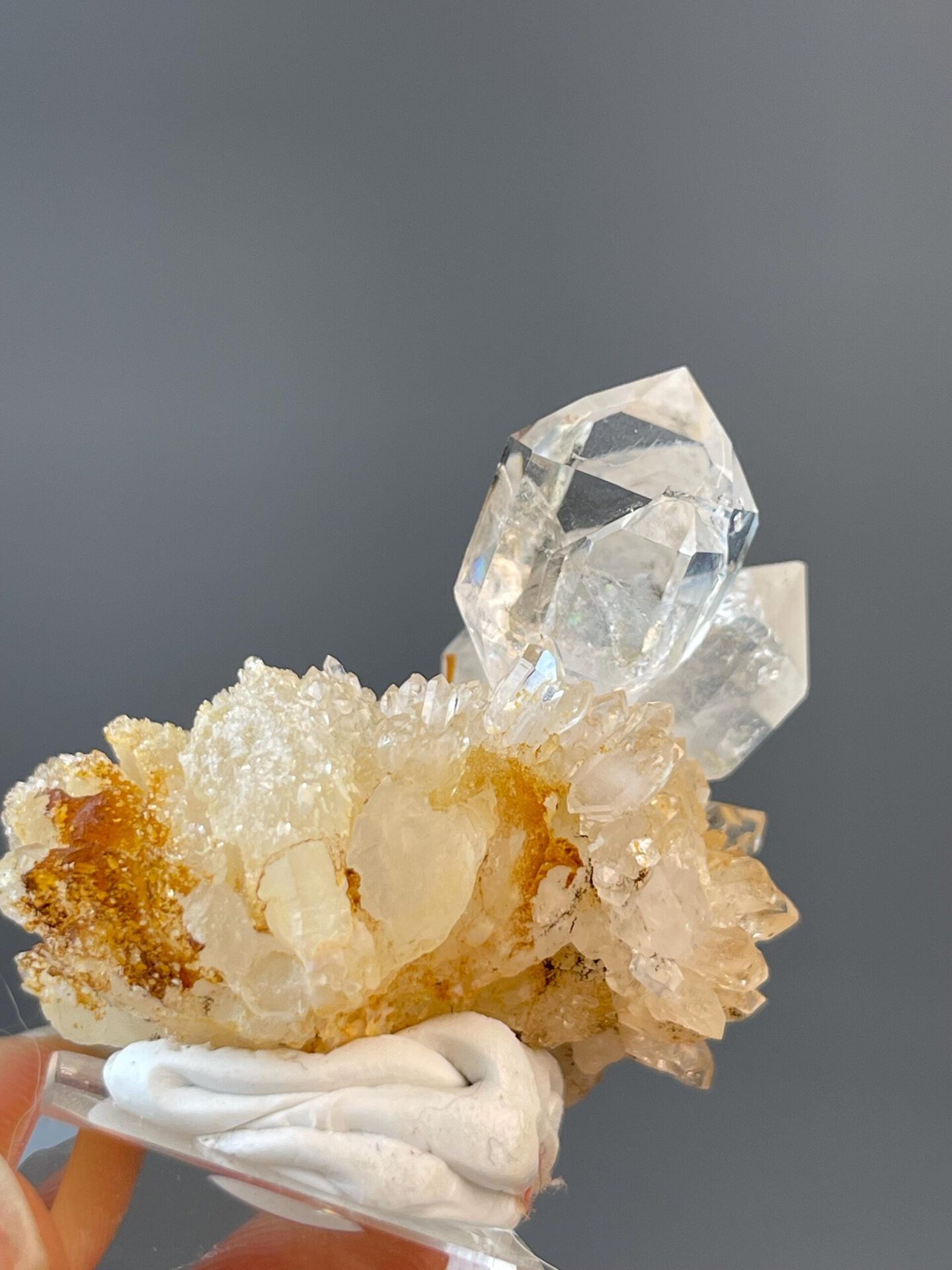 Clear quartz point with vitreous luster, collector grade
