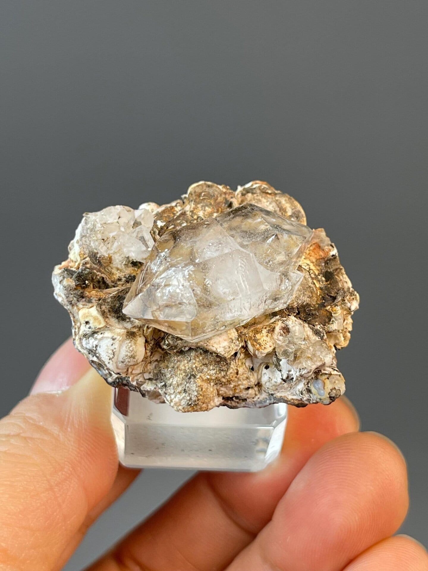 Multiple quartz crystal points with vitreous luster on matrix